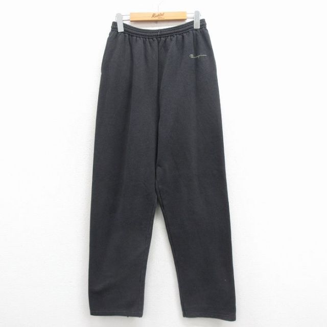 W30★古着 チャンピオン champion スウェット パンツ メンズ 00年代 00s ワンポイントロゴ 黒 25dec06