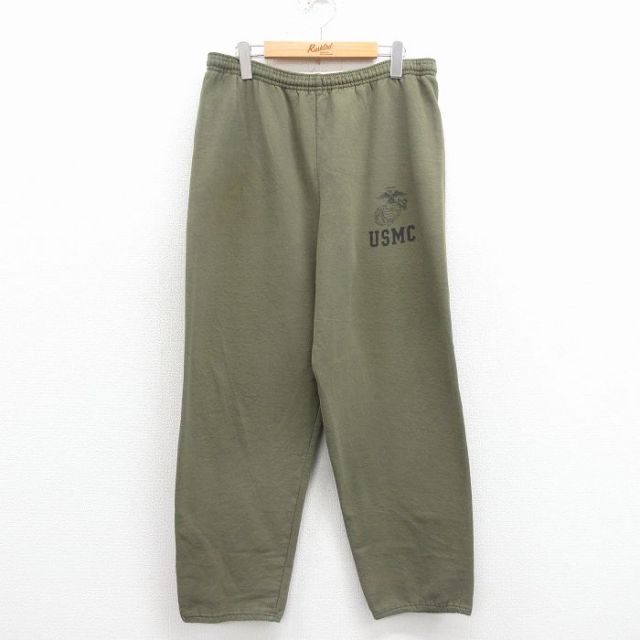 W34★古着 ジャージーズ スウェット パンツ メンズ 00年代 00s ミリタリー USMC 薄緑 25dec06
