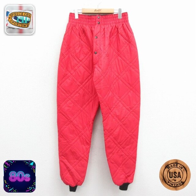 【50%OFF】80s キルティングパンツ レッド W35 | 古着