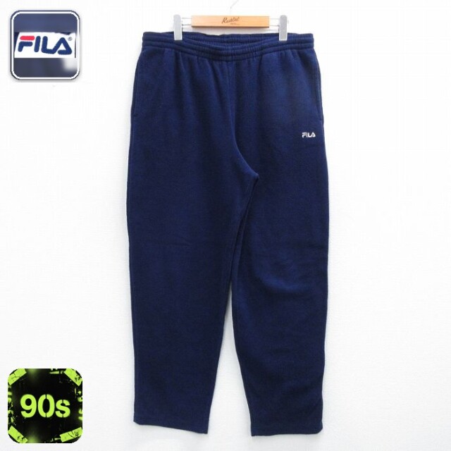 【50%OFF】フィラ 90s フリースパンツ ワンポイントロゴ ネイビー W34 | 古着