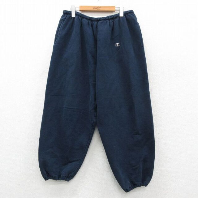 W32★古着 チャンピオン champion スウェット パンツ メンズ 00年代 00s ワンポイントロゴ 紺 26feb09