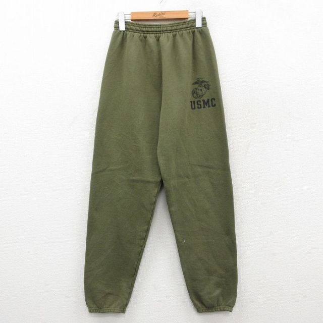 W31★古着 スウェット パンツ メンズ 90年代 90s USMC USA製 緑 26feb14