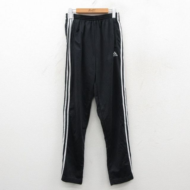 W33★古着 アディダス adidas ジャージ パンツ メンズ 90年代 90s ワンポイントロゴ 黒他 3本ライン 26feb14