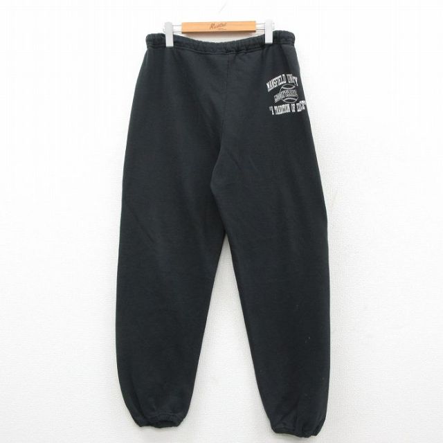 W37★古着 ラッセル スウェット パンツ メンズ 90年代 90s MANSFIFLD USA製 黒 26feb14