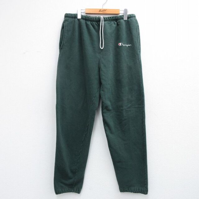 W38★古着 チャンピオン champion スウェット パンツ メンズ 90年代 90s ワンポイントロゴ USA製 緑【spe】 26feb24
