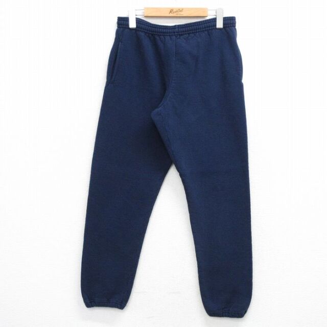 W32★古着 ラッセル スウェット パンツ メンズ 90年代 90s 無地 USA製 紺 26mar10