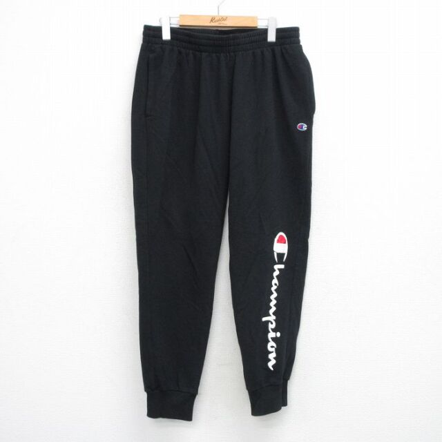 チャンピオン スウェットパンツ ビッグロゴ ブラック W34 | 古着