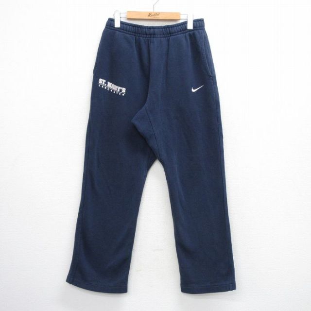 W30★古着 ナイキ NIKE スウェット パンツ メンズ ワンポイントロゴ ST.MARYS 紺 26mar12