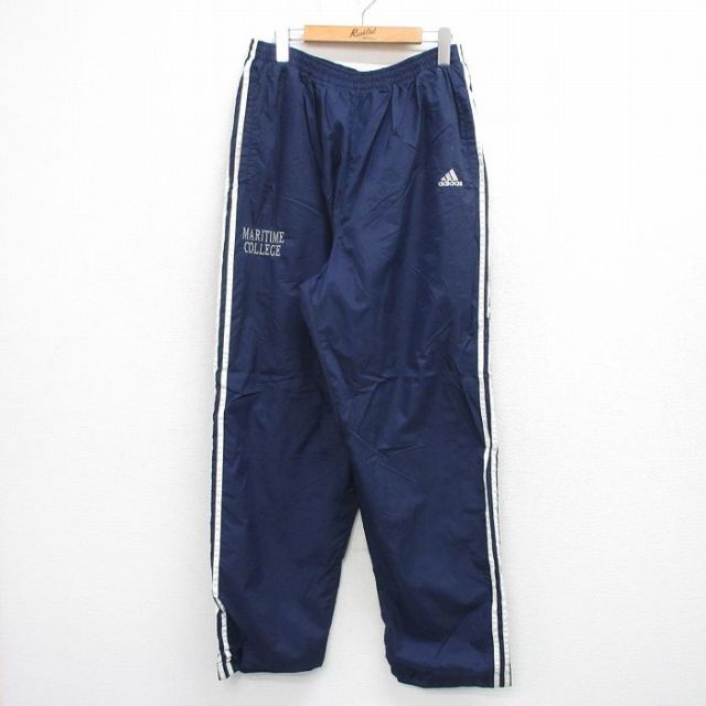 W33★古着 アディダス adidas ナイロン パンツ メンズ 90年代 90s ワンポイントロゴ MARITIME 紺 3本ライン【spe】 26mar12