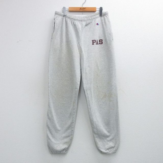 W37★古着 チャンピオン Champion スウェット パンツ メンズ 90年代 90s ワンポイントロゴ PAS 薄グレー 霜降り 26mar19