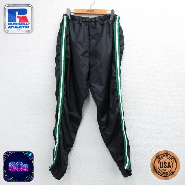 【20%OFF】ラッセル 80s ナイロンパンツ ブラック 実寸W33 | 古着