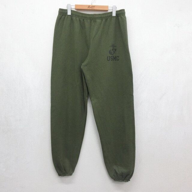 W36★古着 スウェット パンツ メンズ ミリタリー USMC USA製 カーキ 26jun30
