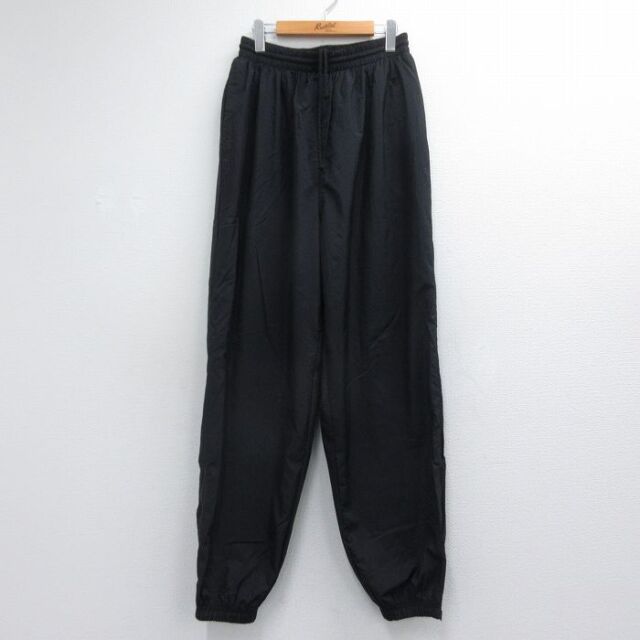 W35★古着 チャンピオン champion ナイロン パンツ メンズ 00年代 00s ワンポイントロゴ ブラック 26jul04