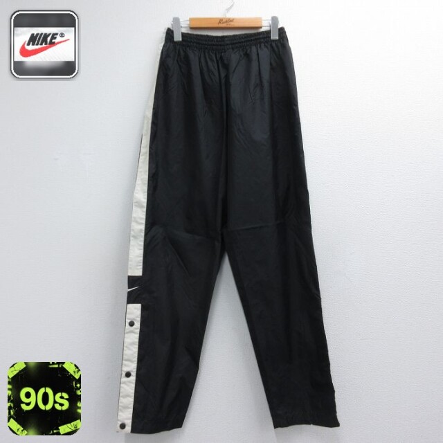 ナイキ 90s ナイロンパンツ ワンポイントロゴ ブラック 実寸W33 | 古着