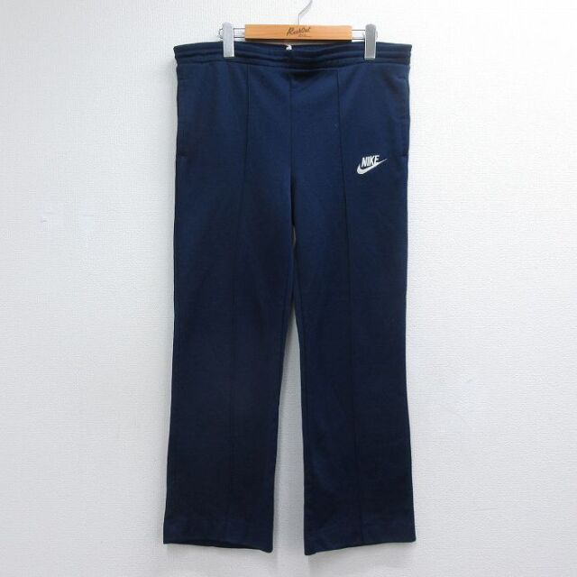 W34★古着 ナイキ NIKE ジャージ パンツ メンズ 70年代 70s ワンポイントロゴ ネイビー【spe】 26jul04