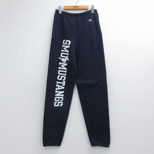 W31★古着 チャンピオン champion スウェット パンツ メンズ 00年代 00s SMU MUSTANGS ネイビー 26jul04
