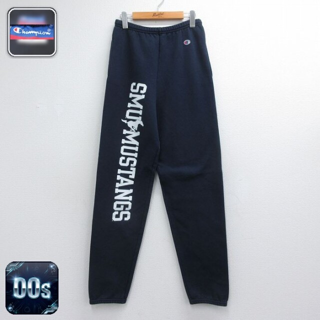 チャンピオン 00s スウェットパンツ SMU MUSTANGS ネイビー 実寸W31 | 古着