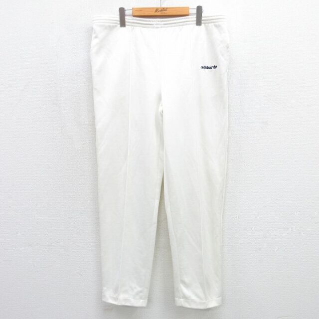 W34★古着 アディダス adidas ジャージ パンツ メンズ 90年代 90s ワンポイントロゴ ホワイト【spe】 26jul09