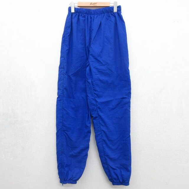 W34★古着 ナイロン パンツ メンズ 90年代 90s 無地 USA製 ブルー 26jul10