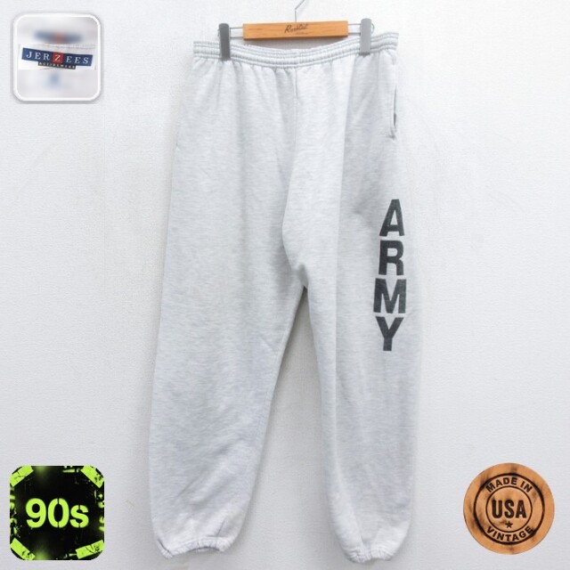 JERZEES 90s スウェットパンツ ARMY 霜降りグレー メンズW34相当 | 古着