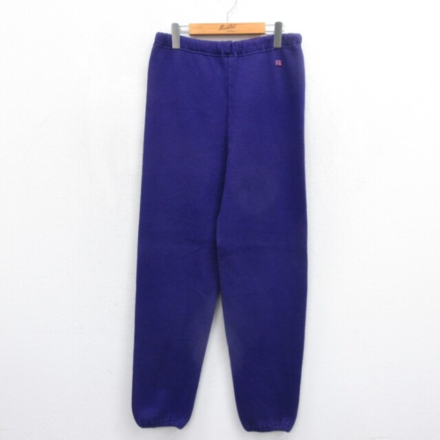 W33★古着 Russell ラッセル メンズ 80年代 80s ワンポイントロゴ スウェット 刺繍ロゴ USA製 パープル【spe】 26sep04