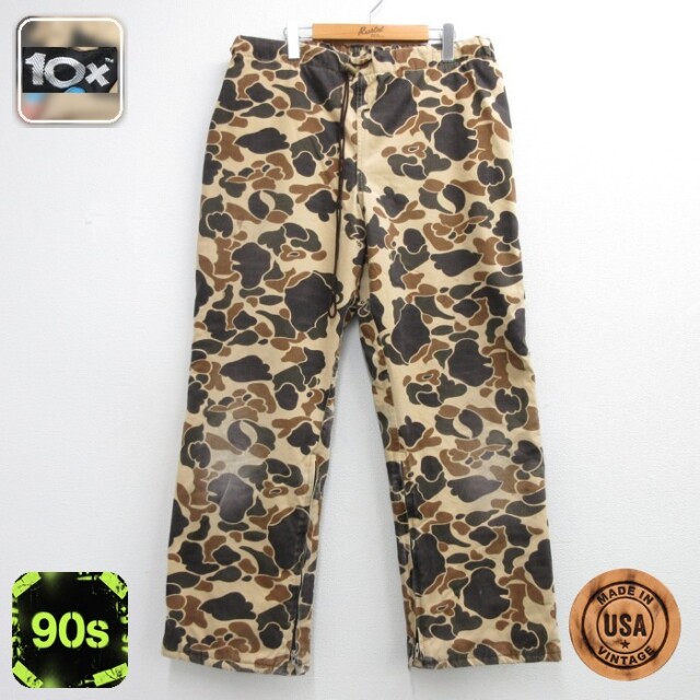 10X 90s パンツ ダックハンター ベージュ迷彩 メンズ実寸W38 | 古着