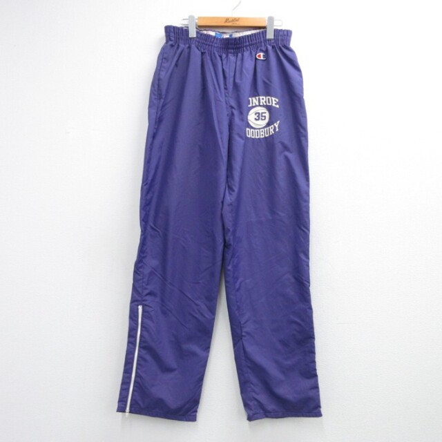 W35★古着 チャンピオン Champion パンツ ナイロン メンズ 90年代 90s チーム プリント USA製 パープル【spe】 26sep16