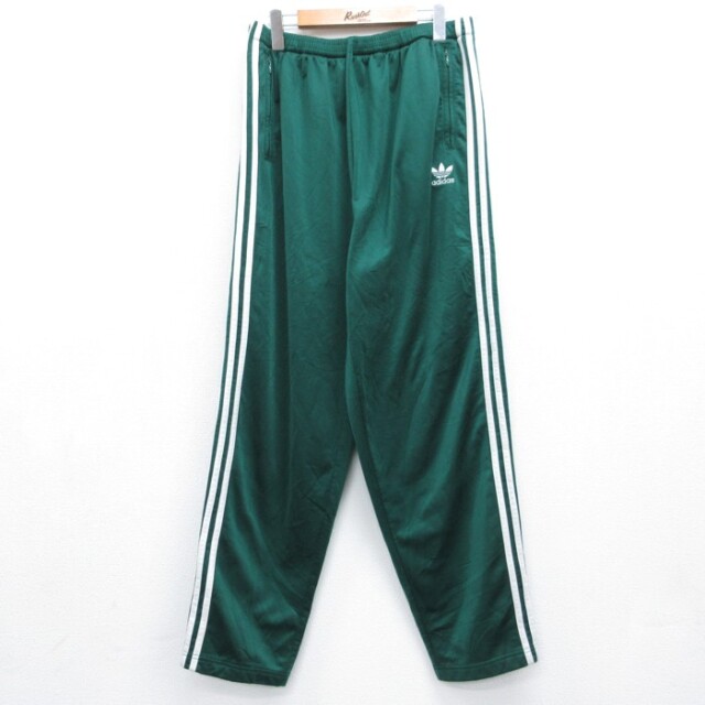 W30★古着 アディダス adidas パンツ メンズ 90年代 90s ジャージ トラック 3本ライン トレフォイル ポリエステル グリーン【spe】 26sep28