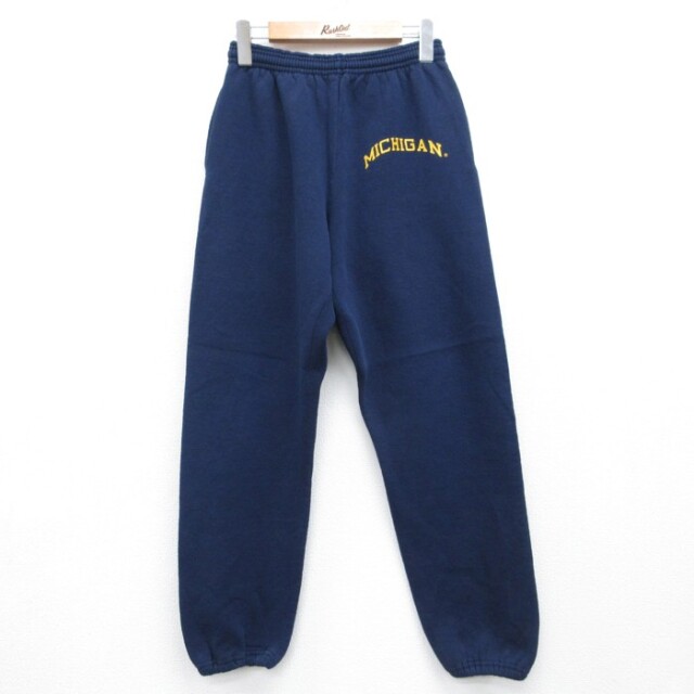 W30★古着 ラッセル Russell Athletic パンツ メンズ 90年代 90s ミシガン大学 スウェット USA製 ネイビー【spe】 26sep30