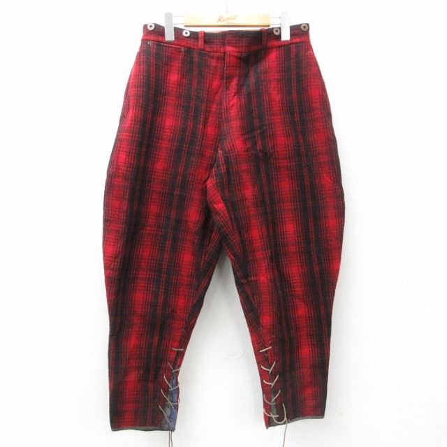 【20%OFF】W31★古着 ウールリッチ WOOLRICH ビンテージ ハンティング パンツ メンズ 60年代 60s ウール タロン 赤他 レッド チェック 25feb13 中古 ボトムス ロング