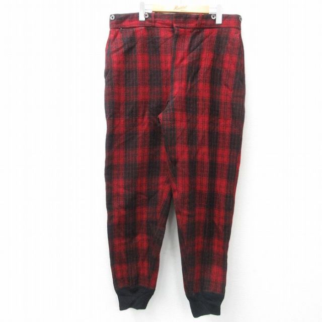 【50%OFF】W37★古着 ビンテージ ハンティング パンツ メンズ 50年代 50s コの字留め ウール タロン 赤他 レッド チェック 【spe】 25feb13 中古 ボトムス ロング