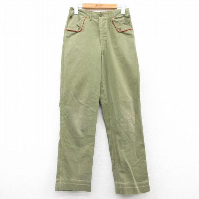 W28★古着 ビンテージ ボーイスカウト パンツ メンズ 70年代 70s タロン 緑 グリーン 25mar12 中古 ボトムス ロング