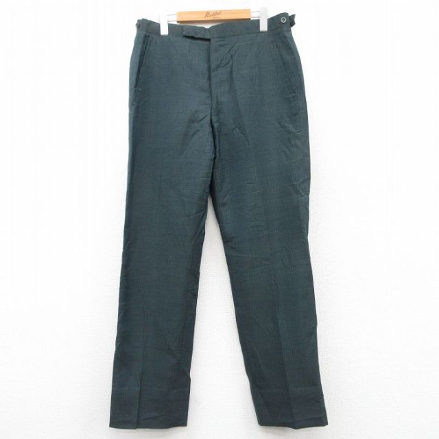 【50%OFF】W34★古着 ビンテージ スラックス パンツ メンズ 60年代 60s タロン 緑系他 グリーン チェック 25mar12 中古 ボトムス ロング