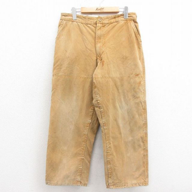W32★古着 SAFTBAK ビンテージ ハンティング パンツ メンズ 60年代 60s ?各自 コの字留め 茶 ブラウン 25oct30 中古 ボトムス ロング