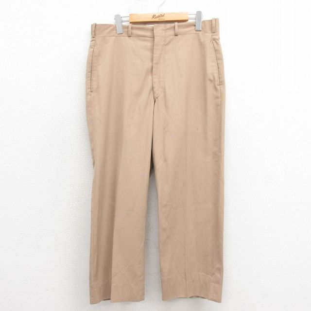 W35★古着 ビンテージ スラックス パンツ メンズ 60年代 60s タロン ベージュ カーキ 25oct30 中古 ボトムス ロング