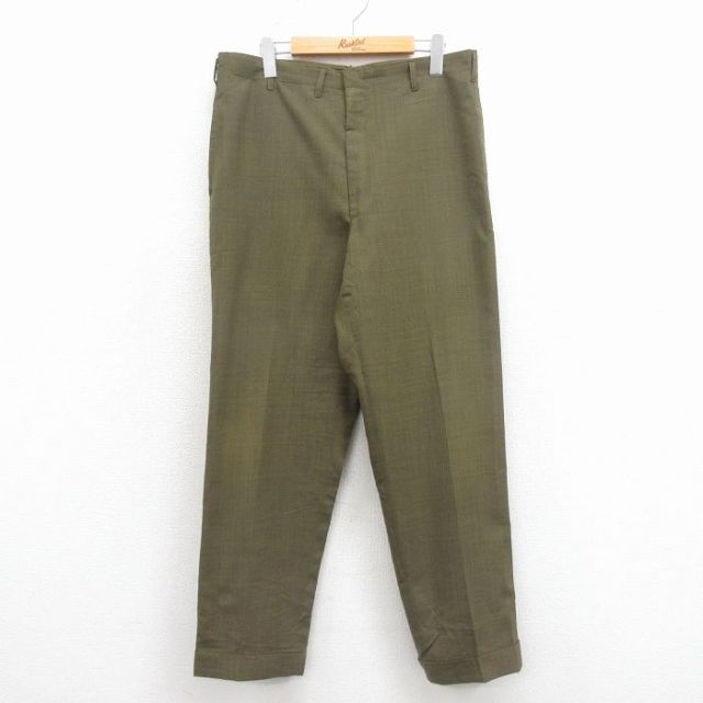 W34★古着 ビンテージ スラックス パンツ メンズ 70年代 70s タロン 緑 26jan16