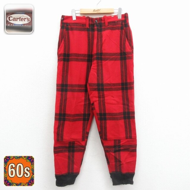 【50%OFF】カーターズ 60s ハンティングパンツ チェック レッド W32 | 古着