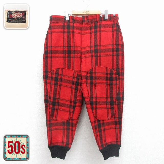 【50%OFF】ウールリッチ 50s ハンティングパンツ タロン レッドチェック W38 | 古着