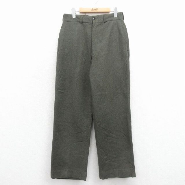 W31★古着 ビンテージ ミリタリー パンツ メンズ 60年代 60s 濃緑 26feb10