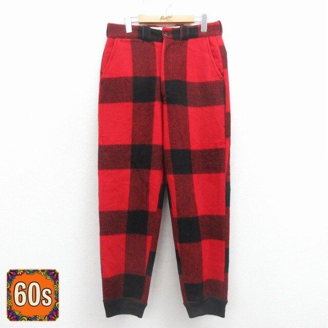【50%OFF】60s ハンティングパンツ レッドチェック W33 | 古着