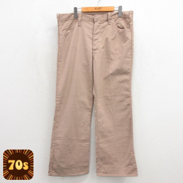 70s フレアパンツ 霜降り ブラウン 実寸W37 | 古着