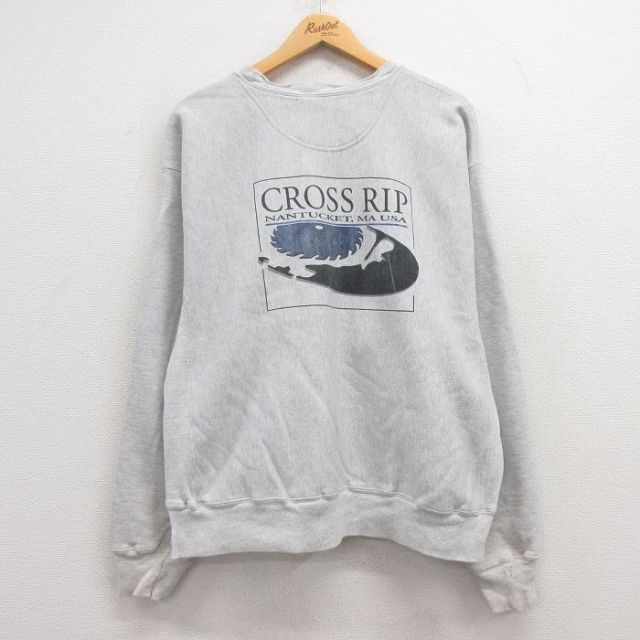 【50%OFF】チャンピオン 00s リバースウィーブスウェット CROSS RIP グレー XL | 古着
