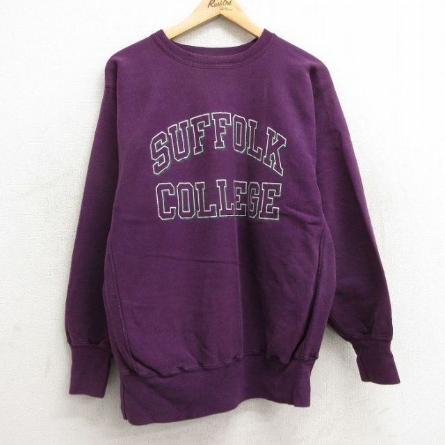 90s USA製 チャンピオン リバースウィーブ 急ぎ スウェット パープル XL 