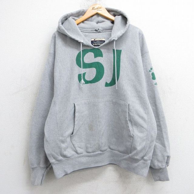 XL★古着 長袖 チャンピオン Champion リバースウィーブ パーカー メンズ 00年代 00s SJ 大きいサイズ グレー 霜降り 25feb07 中古 スウェット スエット トレーナー トップス