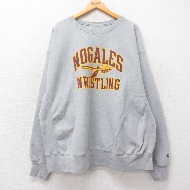 XL★古着 長袖 チャンピオン Champion リバースウィーブ メンズ 00年代 00s ノガレス レスリング 大きいサイズ クルーネック グレー 霜降り 25feb15 中古 スウェット スエット トレーナー トップス