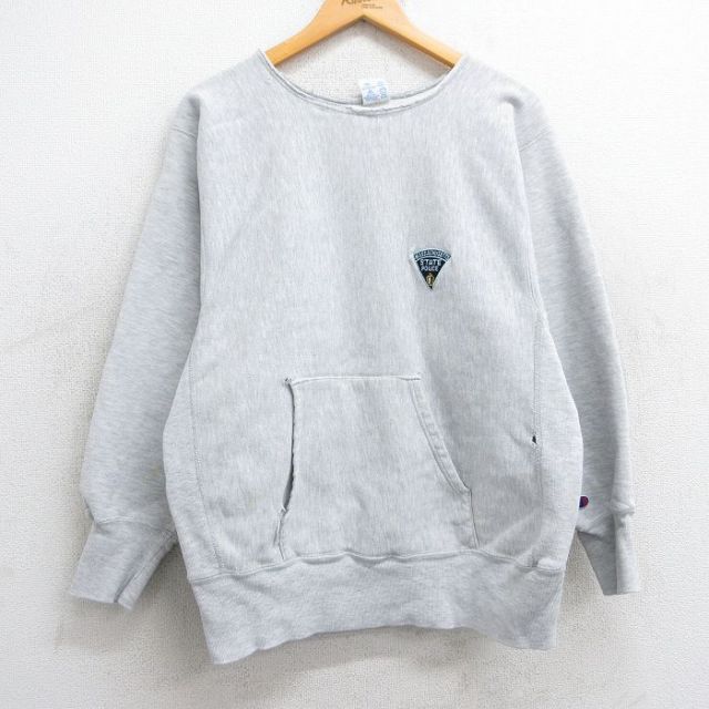 M★古着 長袖 チャンピオン Champion リバースウィーブ メンズ 90年代 90s マサチューセッツ ポリス クルーネック USA製 薄グレー 霜降り 25feb17 中古 スウェット スエット トレーナー トップス