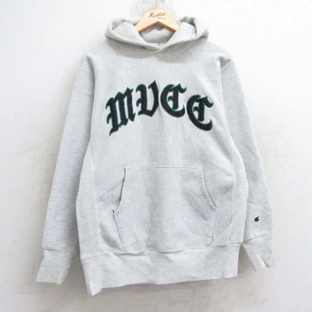 M★古着 長袖 チャンピオン Champion リバースウィーブ パーカー メンズ 90年代 90s mucc 薄グレー 霜降り 25feb17 中古 スウェット スエット トレーナー トップス