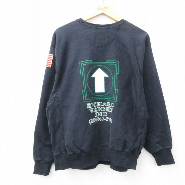 L★古着 長袖 チャンピオン Champion リバースウィーブ メンズ 00年代 00s RICHARD クルーネック 黒 ブラック 25feb18 中古 スウェット スエット トレーナー トップス