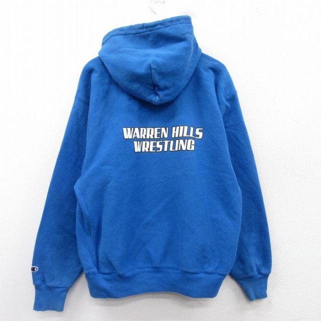 XL★古着 長袖 チャンピオン Champion リバースウィーブ パーカー メンズ 00年代 00s WARREN HILLS レスリング 大きいサイズ 青 ブルー 25mar07 中古 スウェット スエット トレーナー トップス