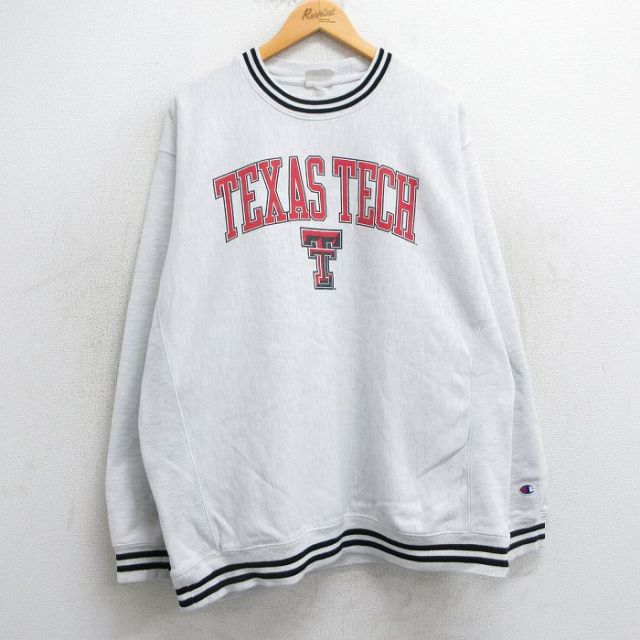 【50%OFF】XL★古着 長袖 チャンピオン Champion リバースウィーブ メンズ テキサステック クルーネック 薄グレー 霜降り 25mar17 中古 スウェット スエット トレーナー トップス